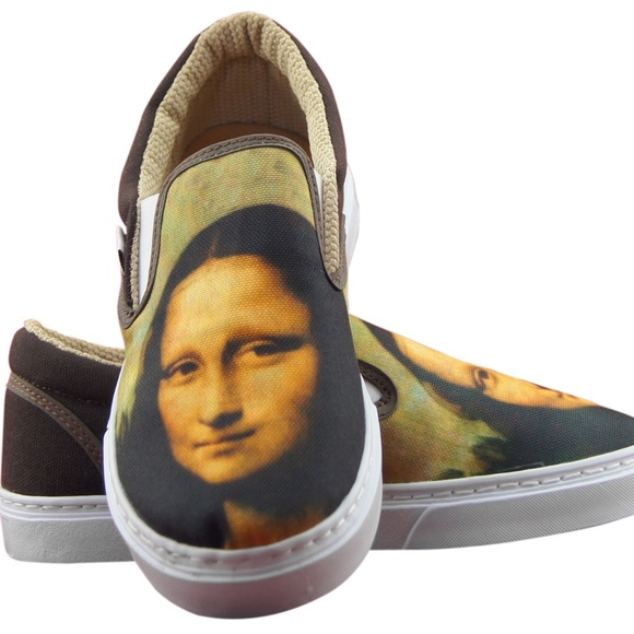 NEW VINTAGE Shoes - WOMEN'S PRINTED CANVAS SNEAKERS "MONA LISA" ART